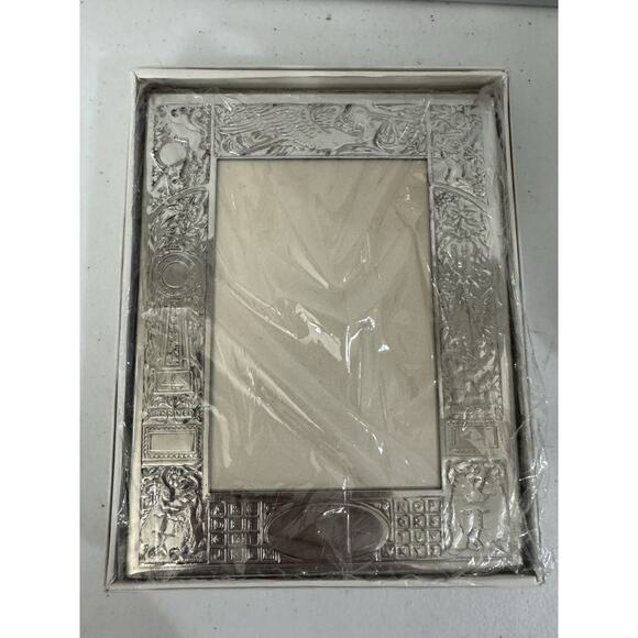 Vintage Empire Pewter Baby Picture Frame * Rare NEW In Package* Stork Nursery - Picture 2 of 15